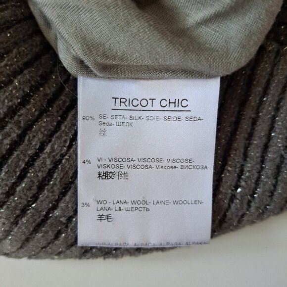 Tricot Chic Grey Silver Turtleneck Silk Wool Sweater Top Size US 8 / S - M - Picture 15 of 16